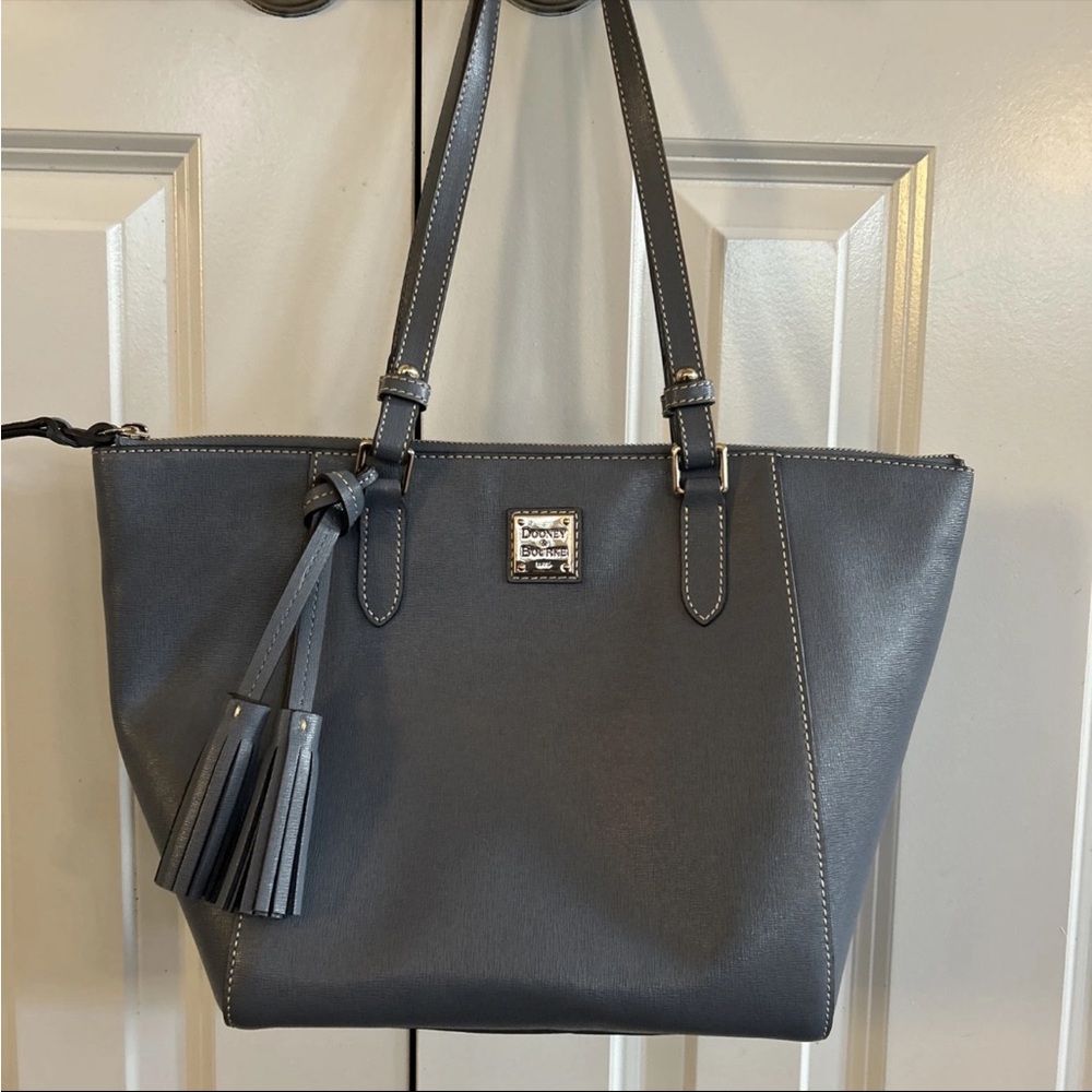 Dooney & Bourke Blue Gray Leather Maxine Tote Bag